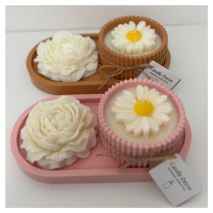 Jesmonite poklon: Komplet - mirisna sveća i jesmonite posuda